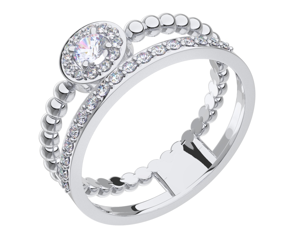 Кольцо из серебра с фианитами