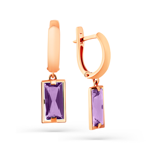 Серьги из красного золота с аметистами