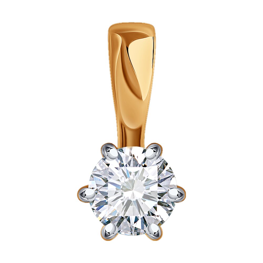 Подвеска из красного золота с выращенным бриллиантом и рубином