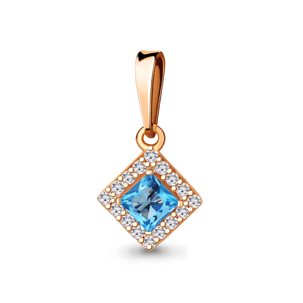 Подвеска из красного золота с топазом и фианитами
