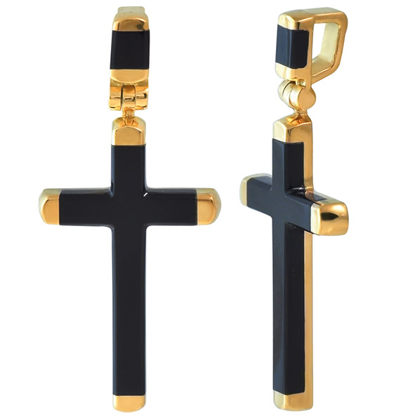 Декоративный крестик из красного золота с агатом