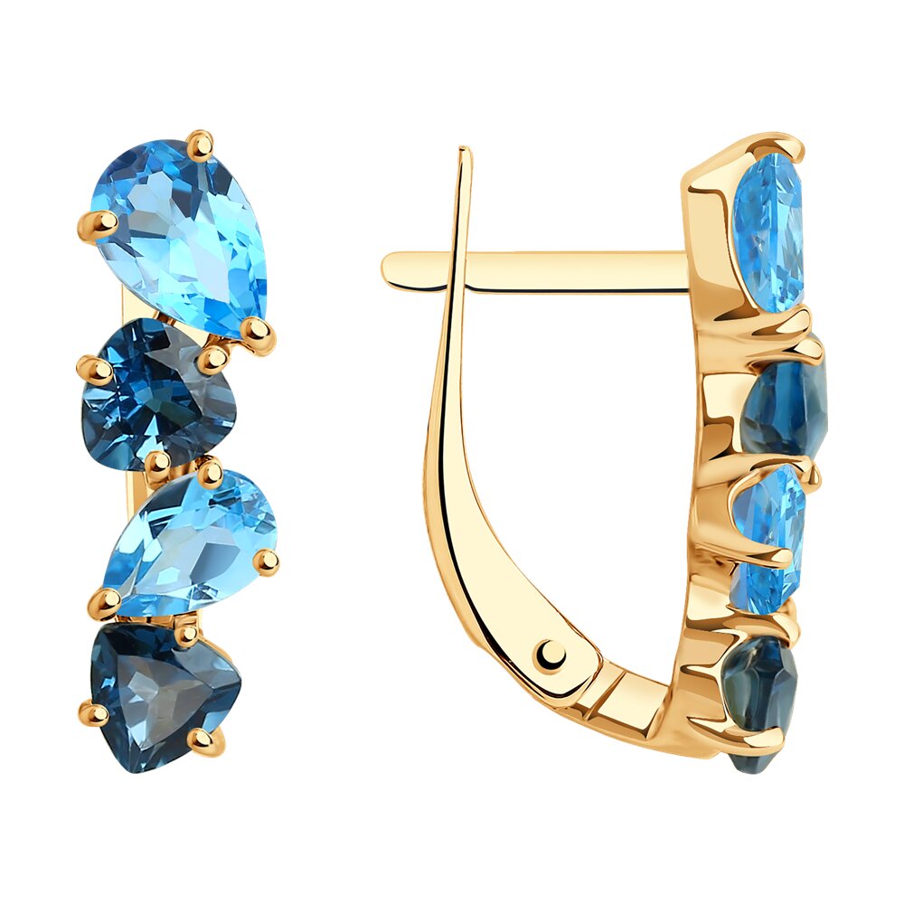 Серьги из красного золота с топазами