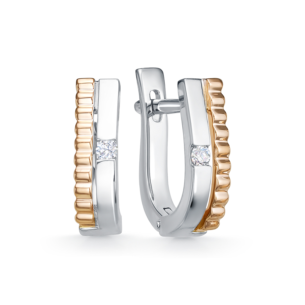 Серьги из комбинированного золота с бриллиантами