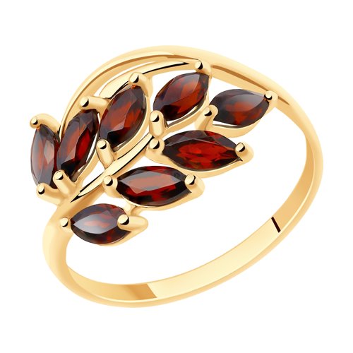 Кольцо из красного золота с гранатами