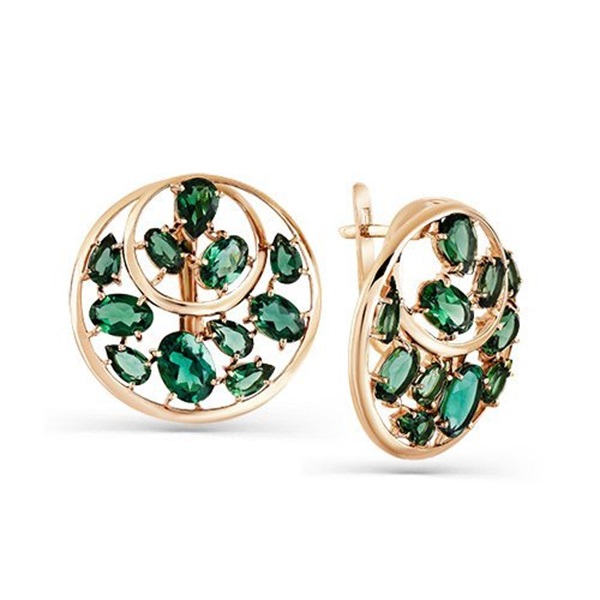 Серьги из красного золота с турмалином