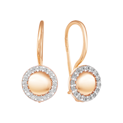 Серьги из красного золота с фианитами