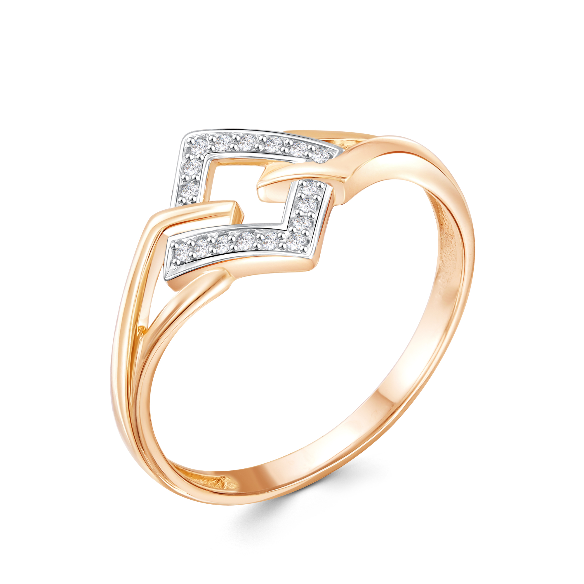 Кольцо из красного золота с фианитами