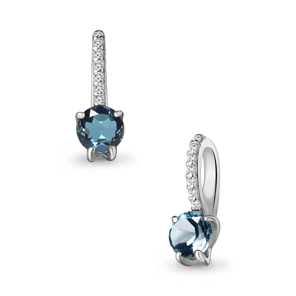 Подвеска из серебра с топазом Лондон и фианитами