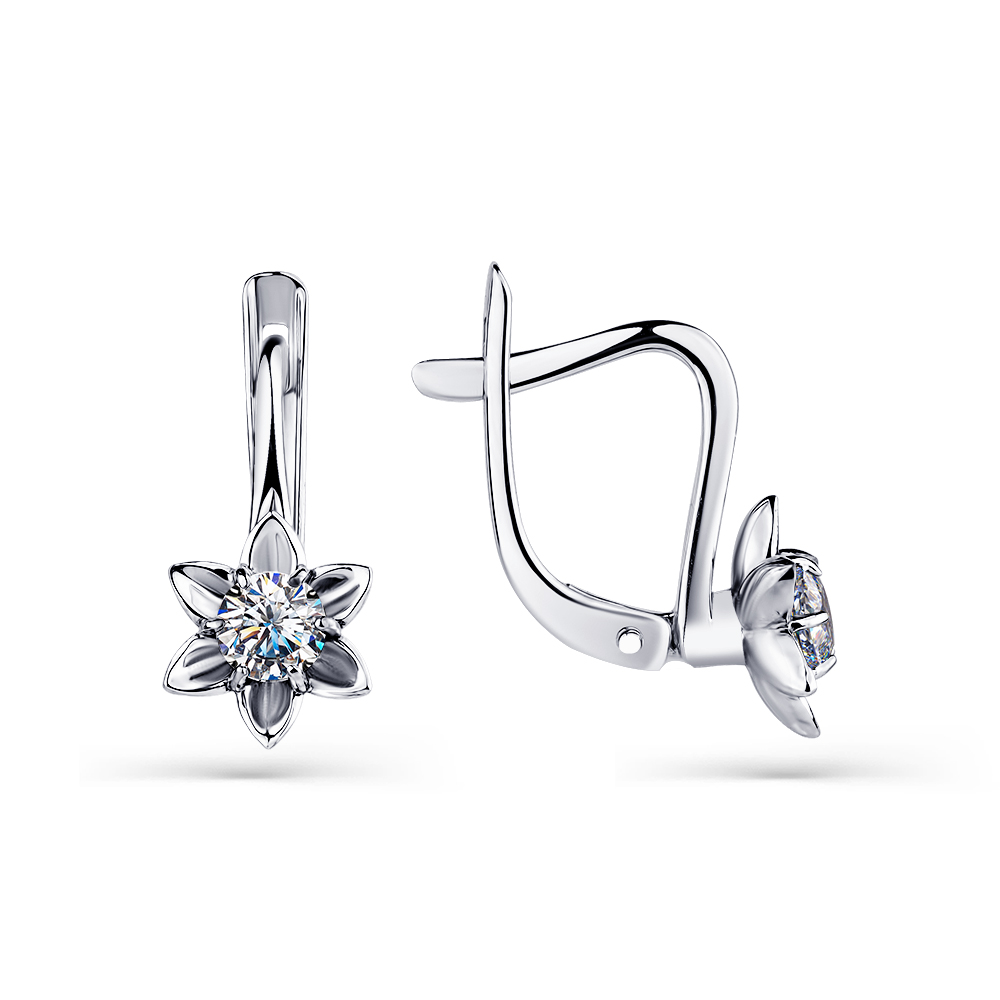 Серьги из белого золота с фианитами