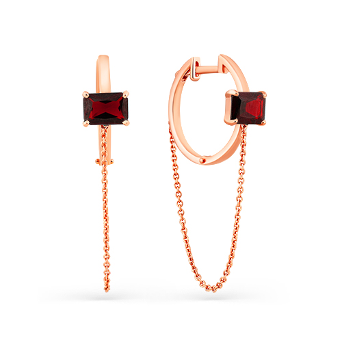 Серьги из красного золота с гранатами