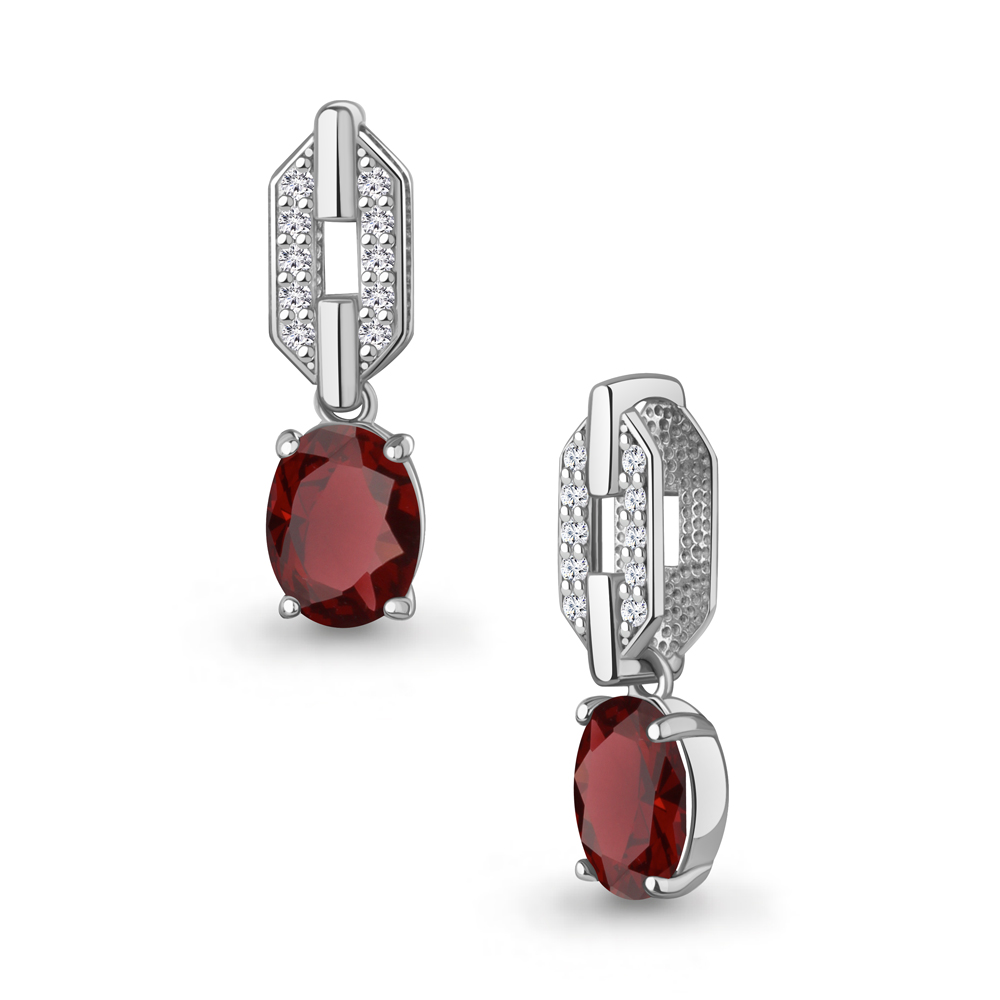 Подвеска из серебра с гранатом и фианитами