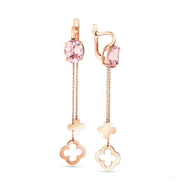 Серьги из красного золота с морганитами