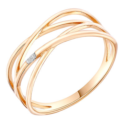 Кольцо из красного золота с фианитом