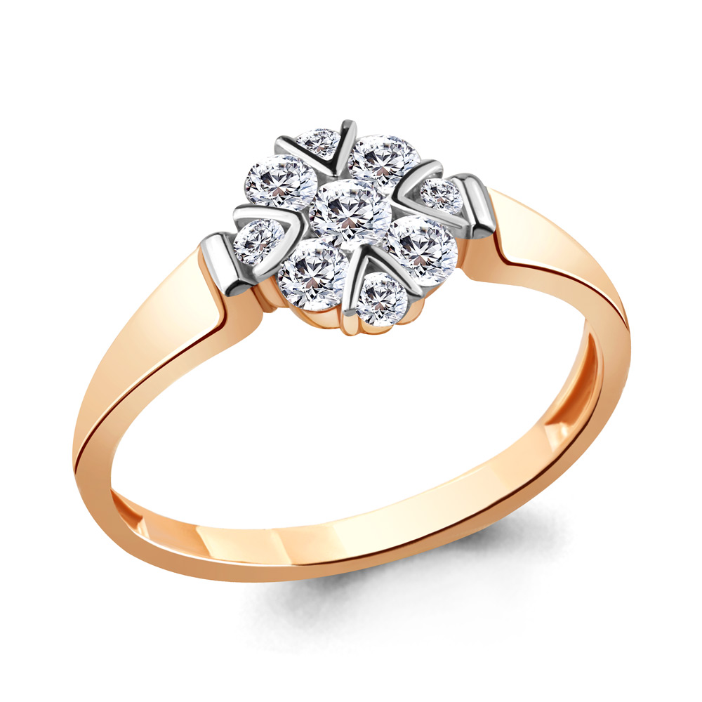 Кольцо из красного золота с фианитами