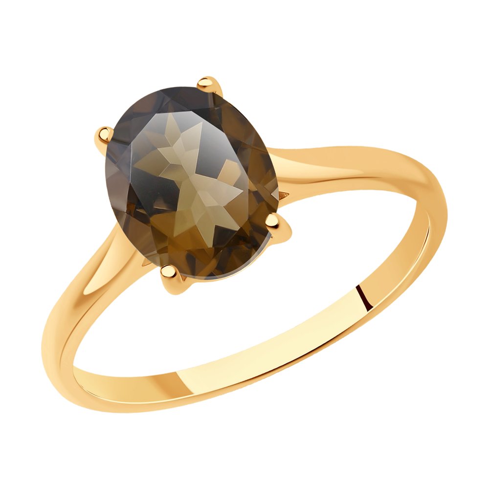 Кольцо из красного золота с раухтопазом