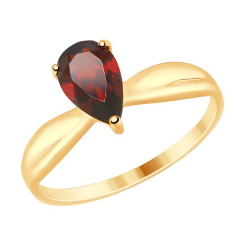 Кольцо из красного золота с гранатом