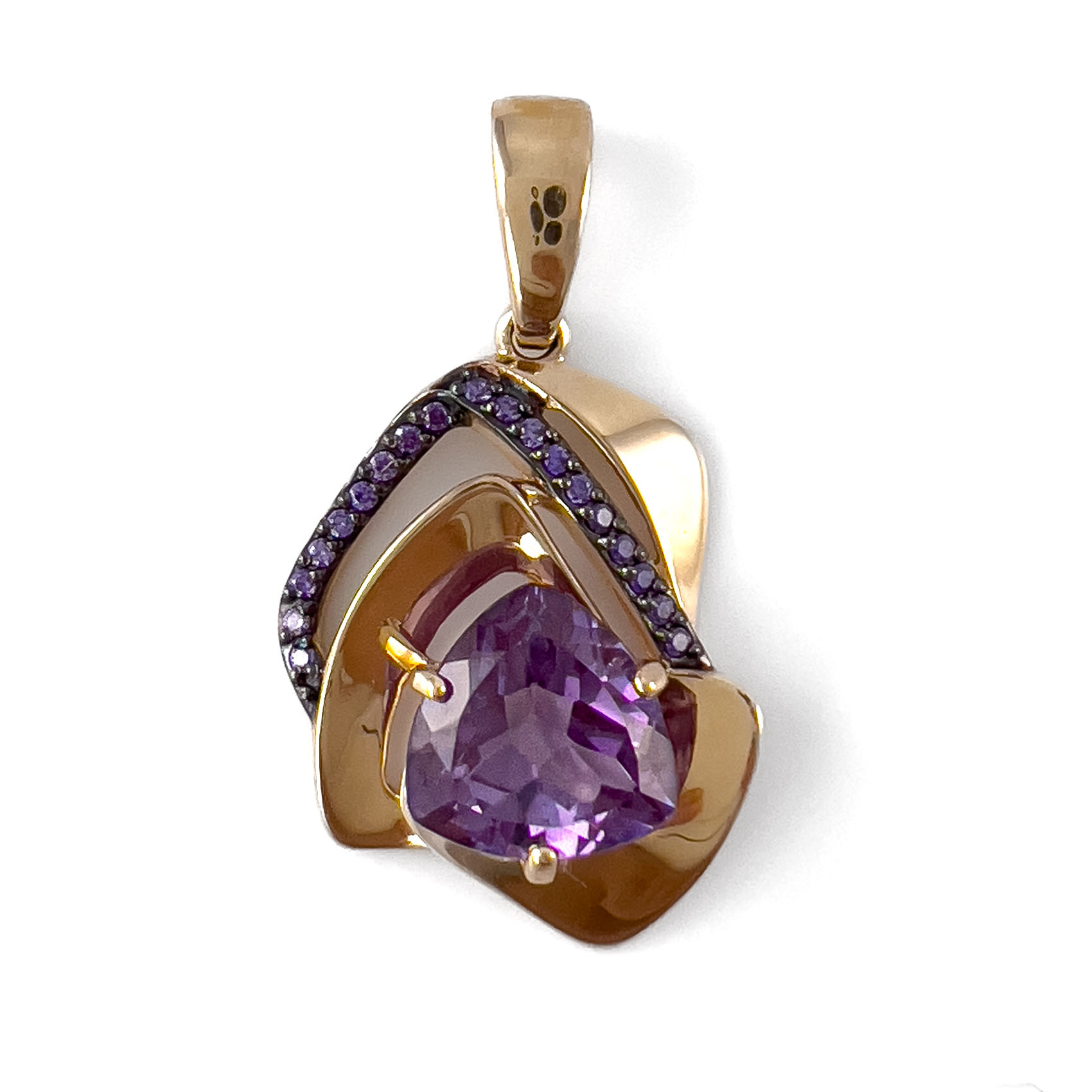 Подвеска из красного золота с александритом и фианитами