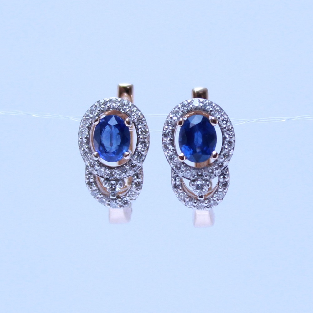 Серьги из золота с бриллиантами и сапфирами