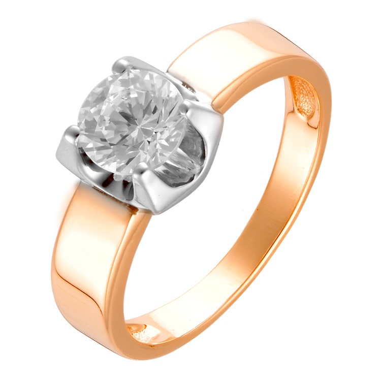 Кольцо из красного золота с фианитом