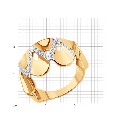 Кольцо из красного золота с фианитами