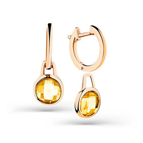 Серьги из красного золота с цитринами