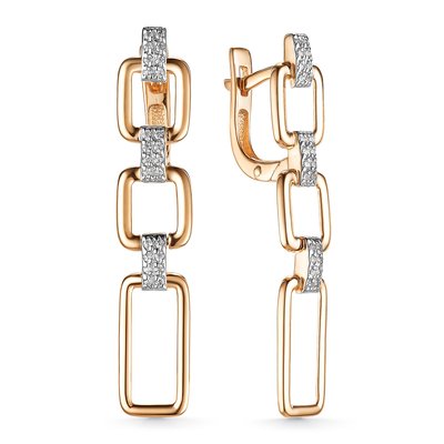 Серьги из красного золота с фианитами