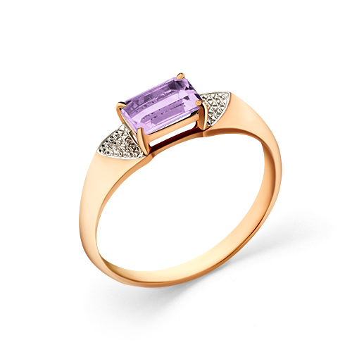 Кольцо из красного золота с аметистом
