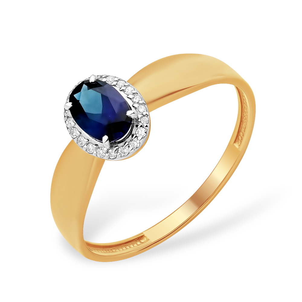 Кольцо из красного золота с топазом и фианитами