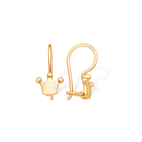 Серьги «Короны» из красного золота 585 пробы