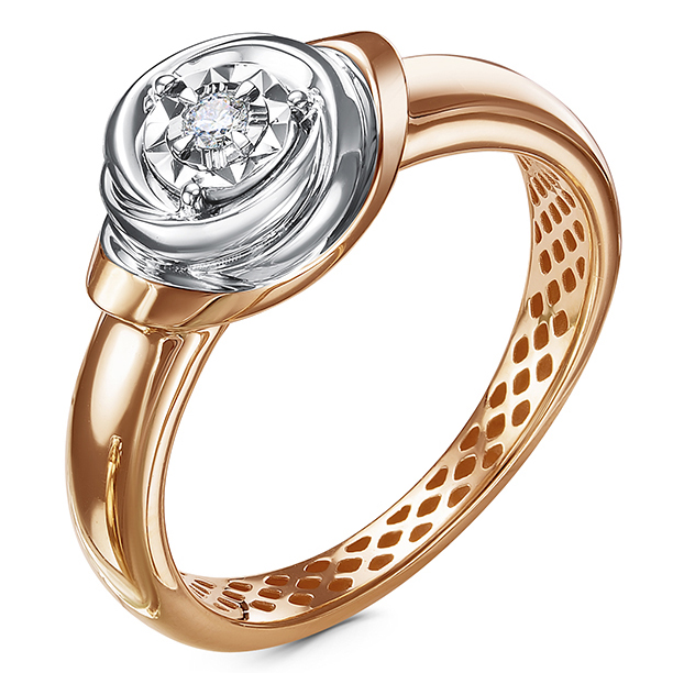 Кольцо из красного золота с бриллиантом