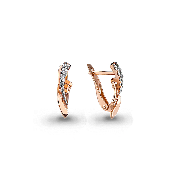 Серьги из красного золота с фианитами