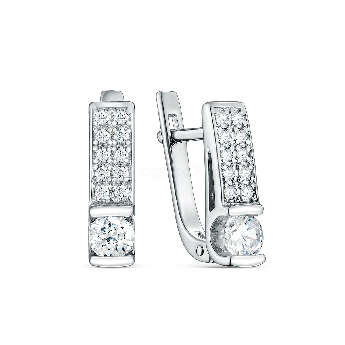 Серьги из серебра с фианитами