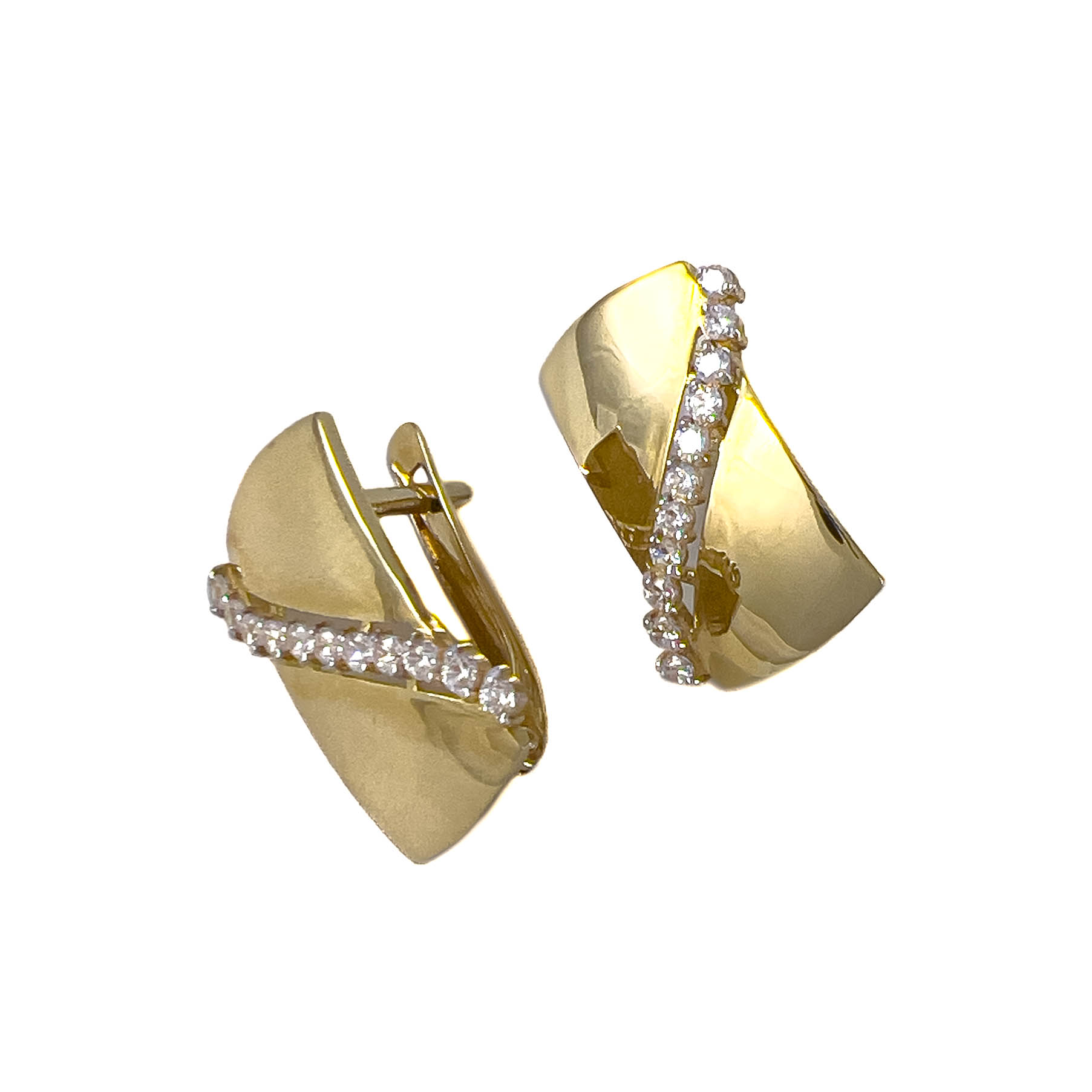 Серьги из желтого золота с фианитами