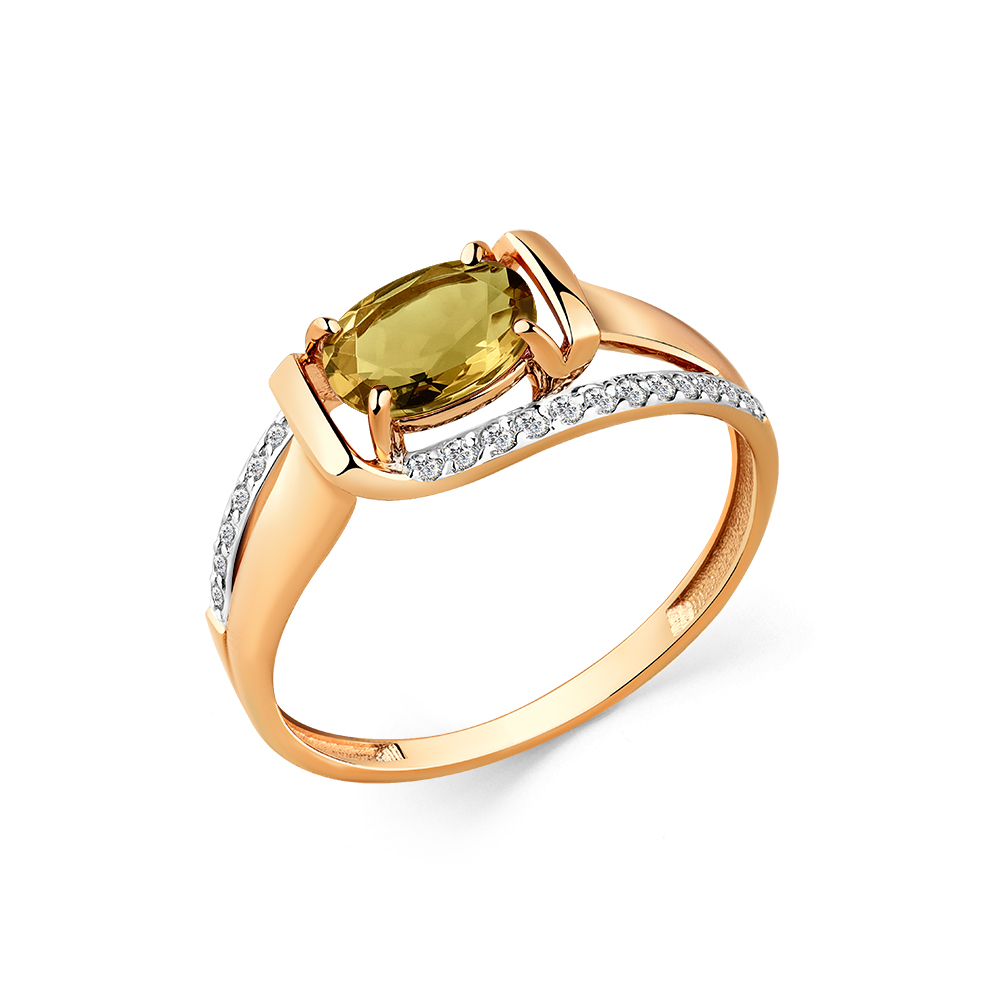 Кольцо из красного золота с султанитом и фианитами