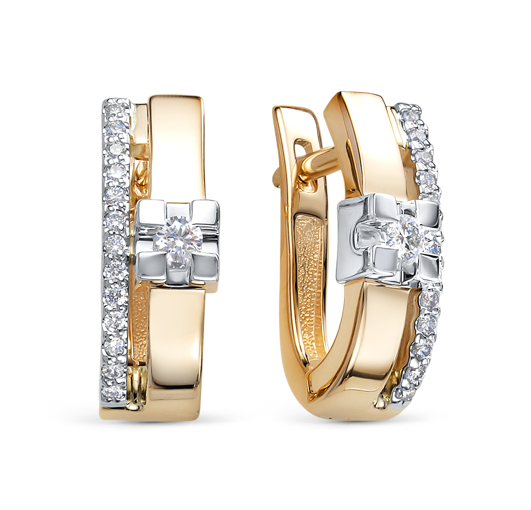 Серьги из красного золота с бриллиантами