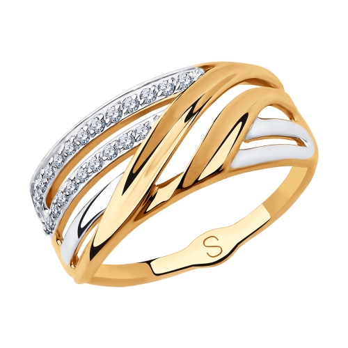 Кольцо из красного золота с фианитами