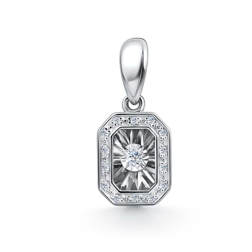 Подвеска из белого золота с танцующим бриллиантом