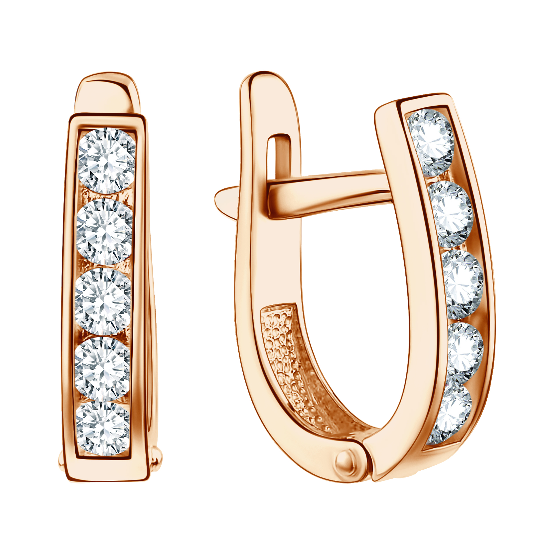 Серьги из красного золота с фианитами