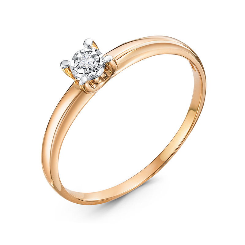 Кольцо из красного золота с бриллиантом