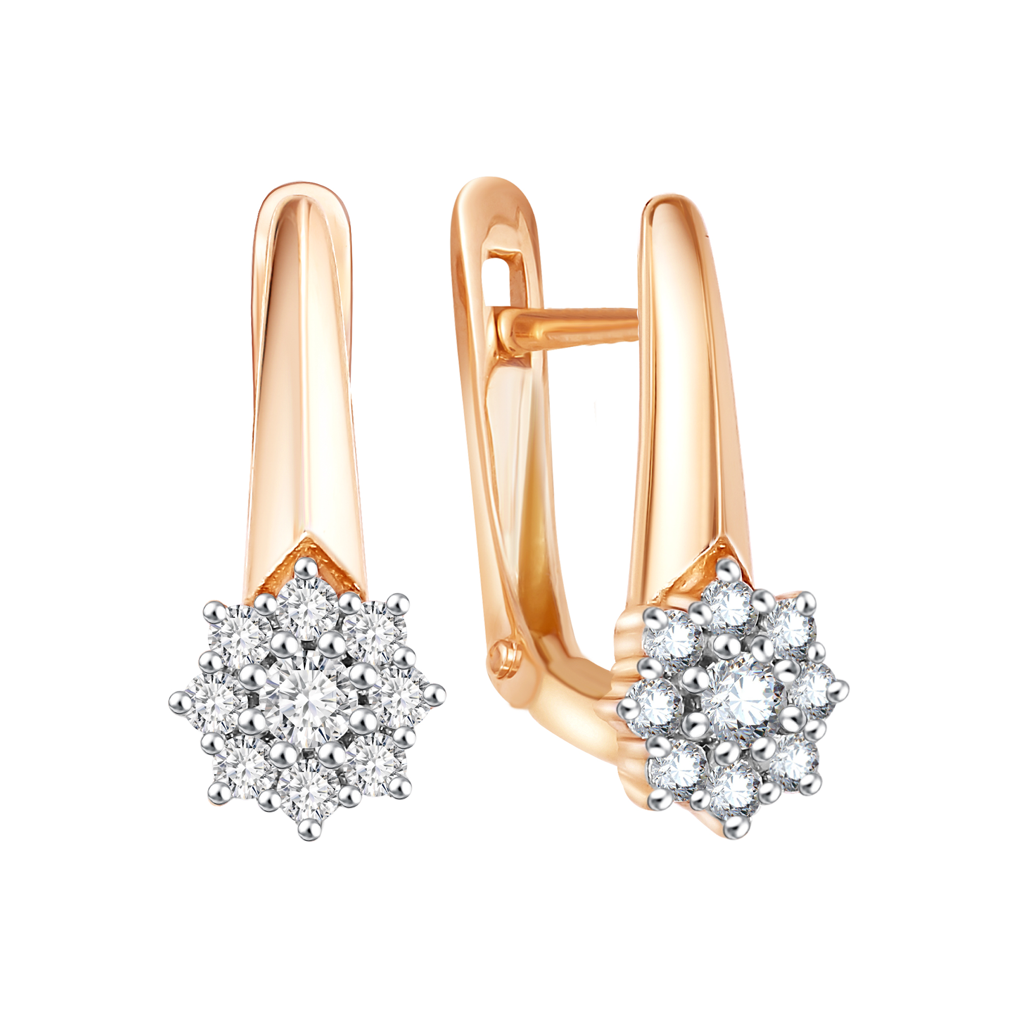 Серьги из красного золота с фианитами