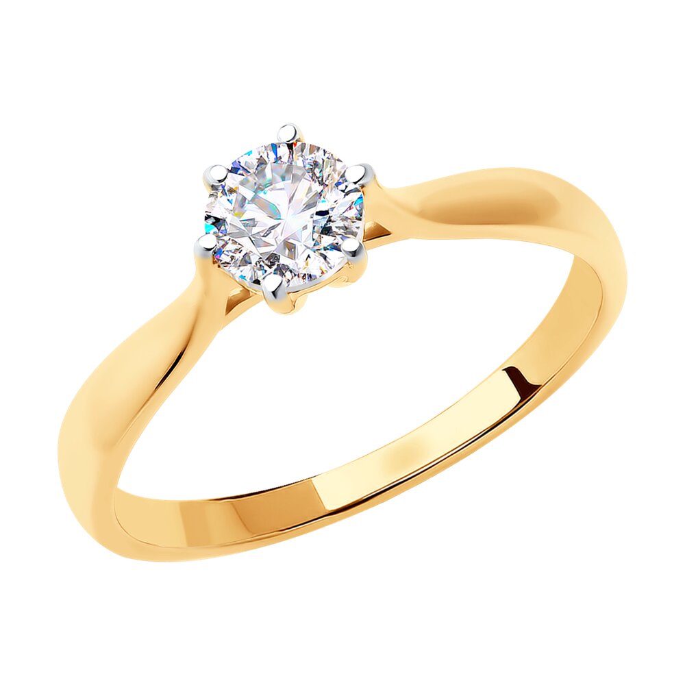 Кольцо из красного золота с фианитом