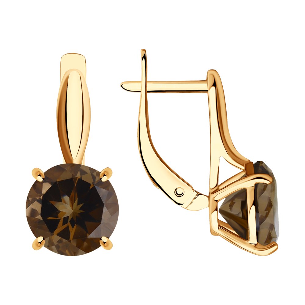 Серьги из красного золота с раухтопазом