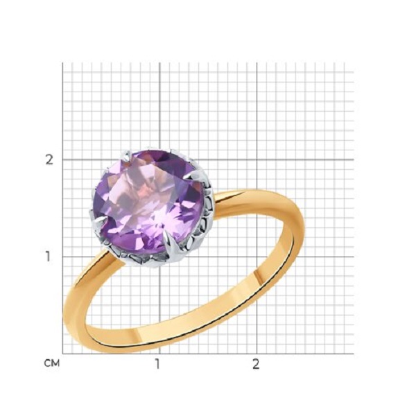 Кольцо из красного золота с аметистом