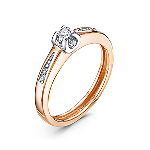 Кольцо из красного золота с бриллиантами