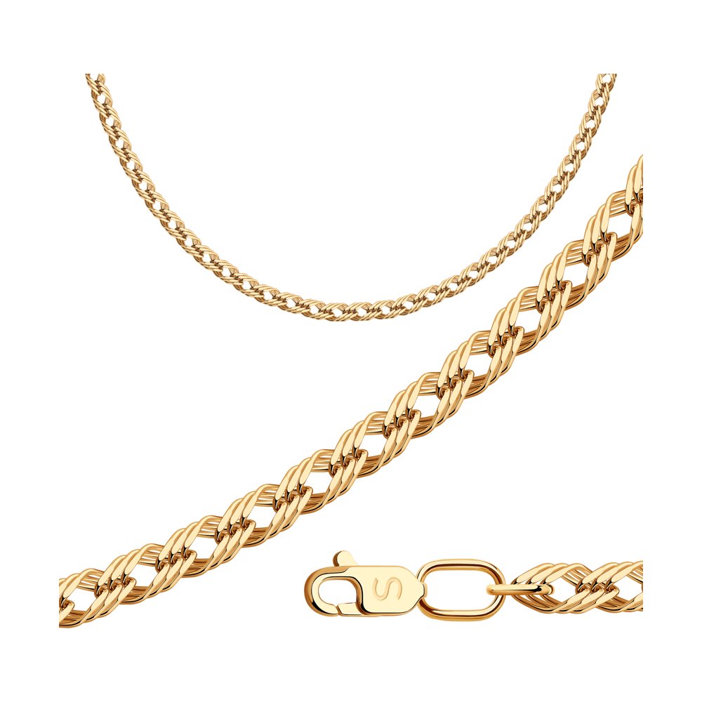 Цепь из красного золота 585, плетение «Ромб тройной»