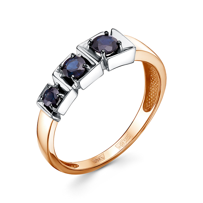 Кольцо из красного золота с сапфирами и бриллиантами