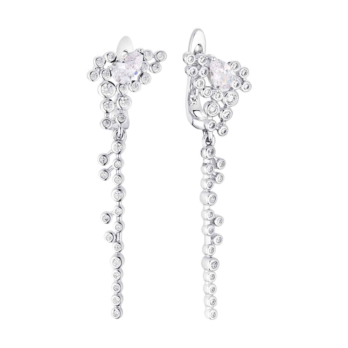 Серьги из серебра с фианитами