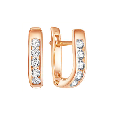 Серьги из красного золота с фианитами