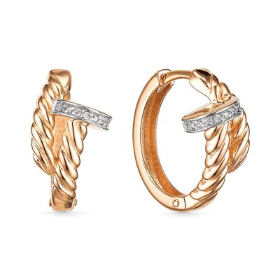 Серьги конго из красного золота с фианитами