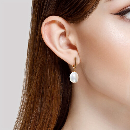 Серьги из красного золота с жемчугом